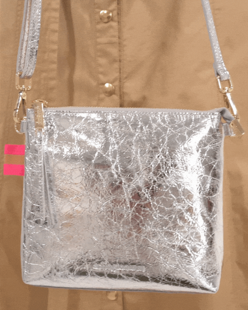 Alexis Crossbody - Silver Crinkle