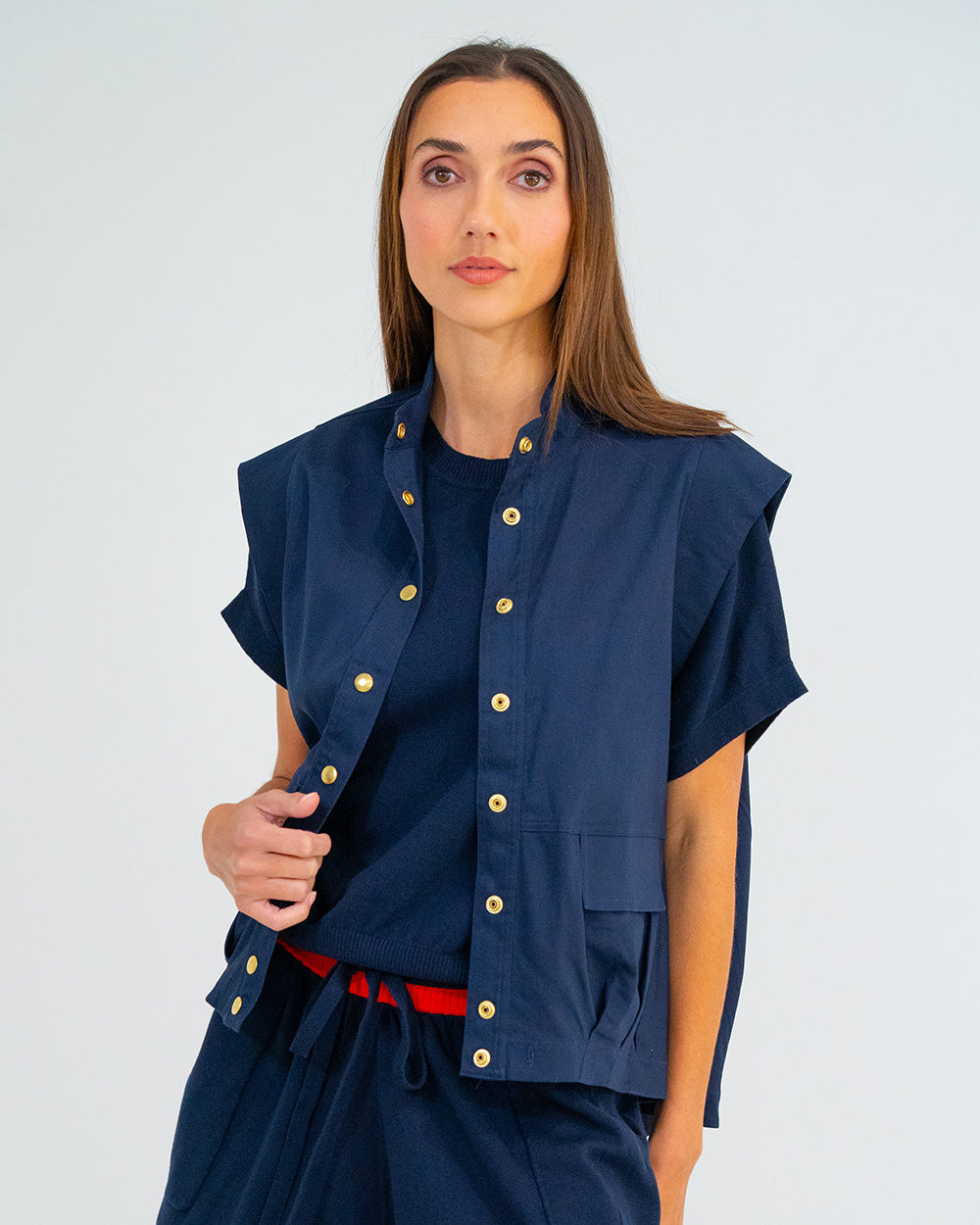 Adeline Knit Tee - Navy