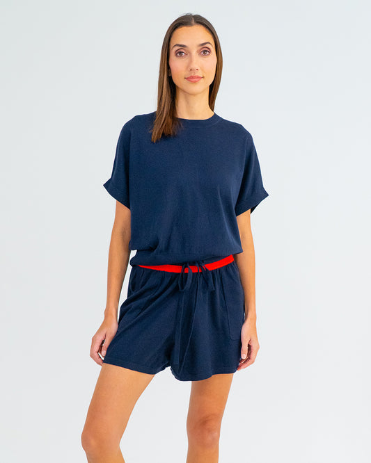Adeline Knit Tee - Navy