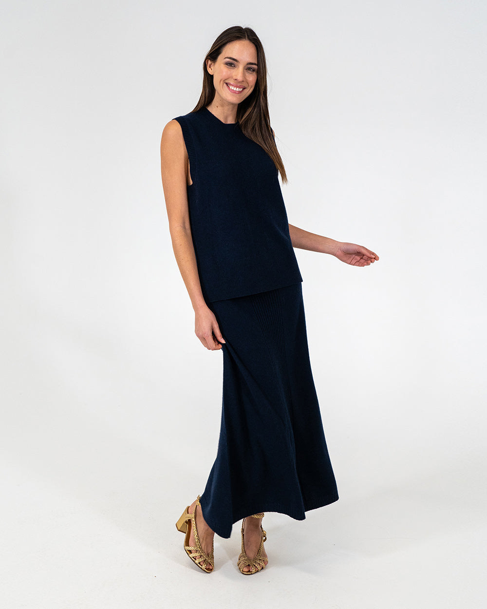 Harriet Ribbed Skirt - Navy