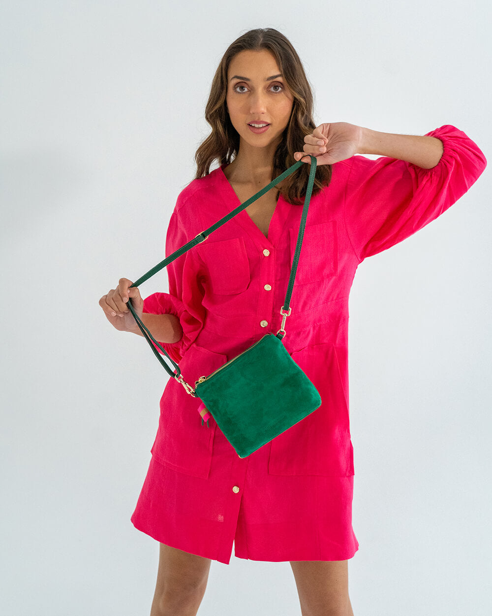 Alexis Crossbody - Emerald Suede