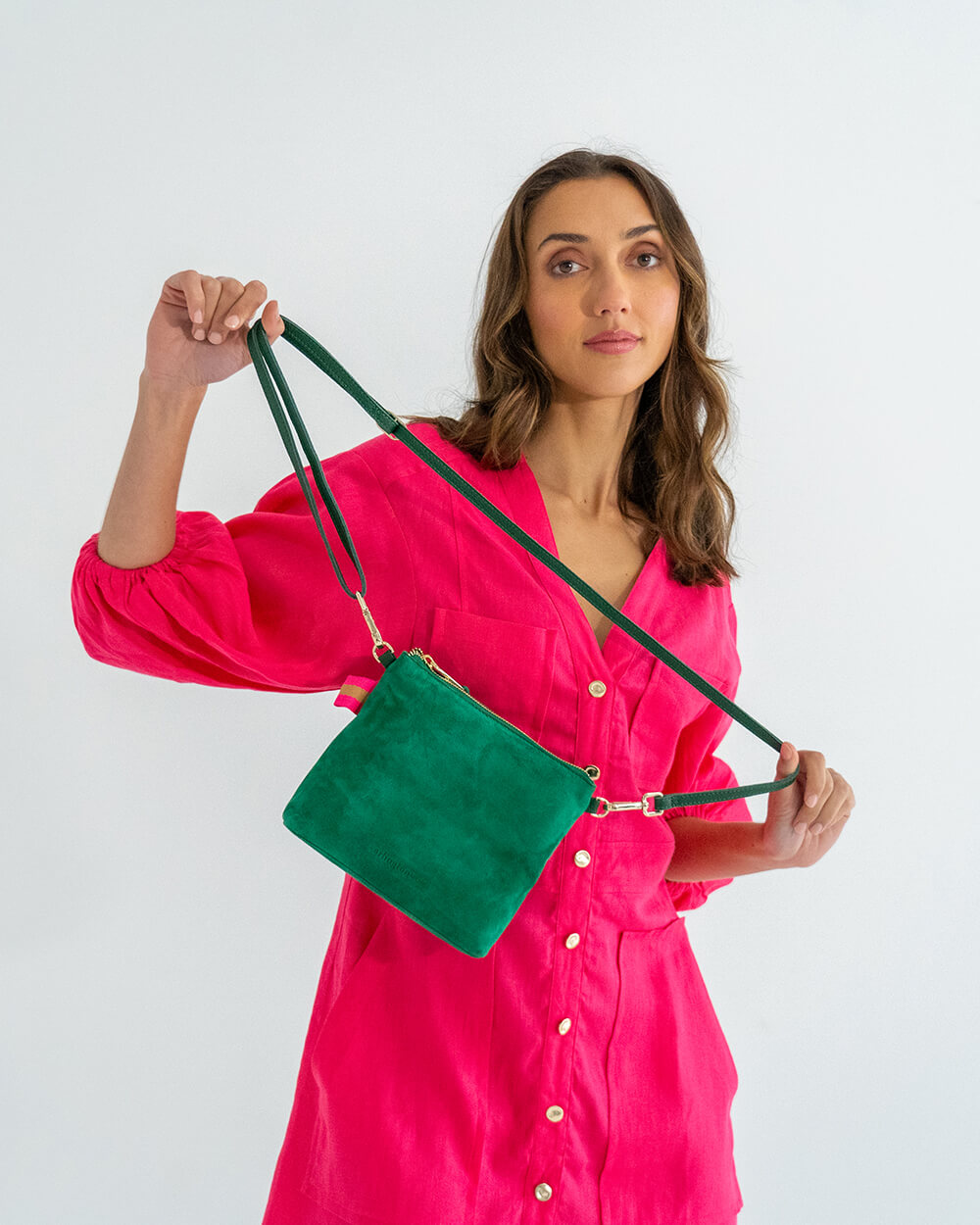 Alexis Crossbody - Emerald Suede