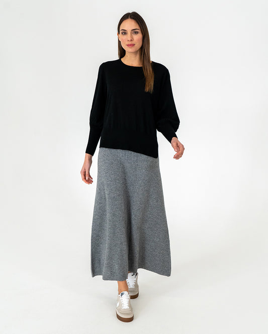 Harriet Ribbed Skirt - Charcoal