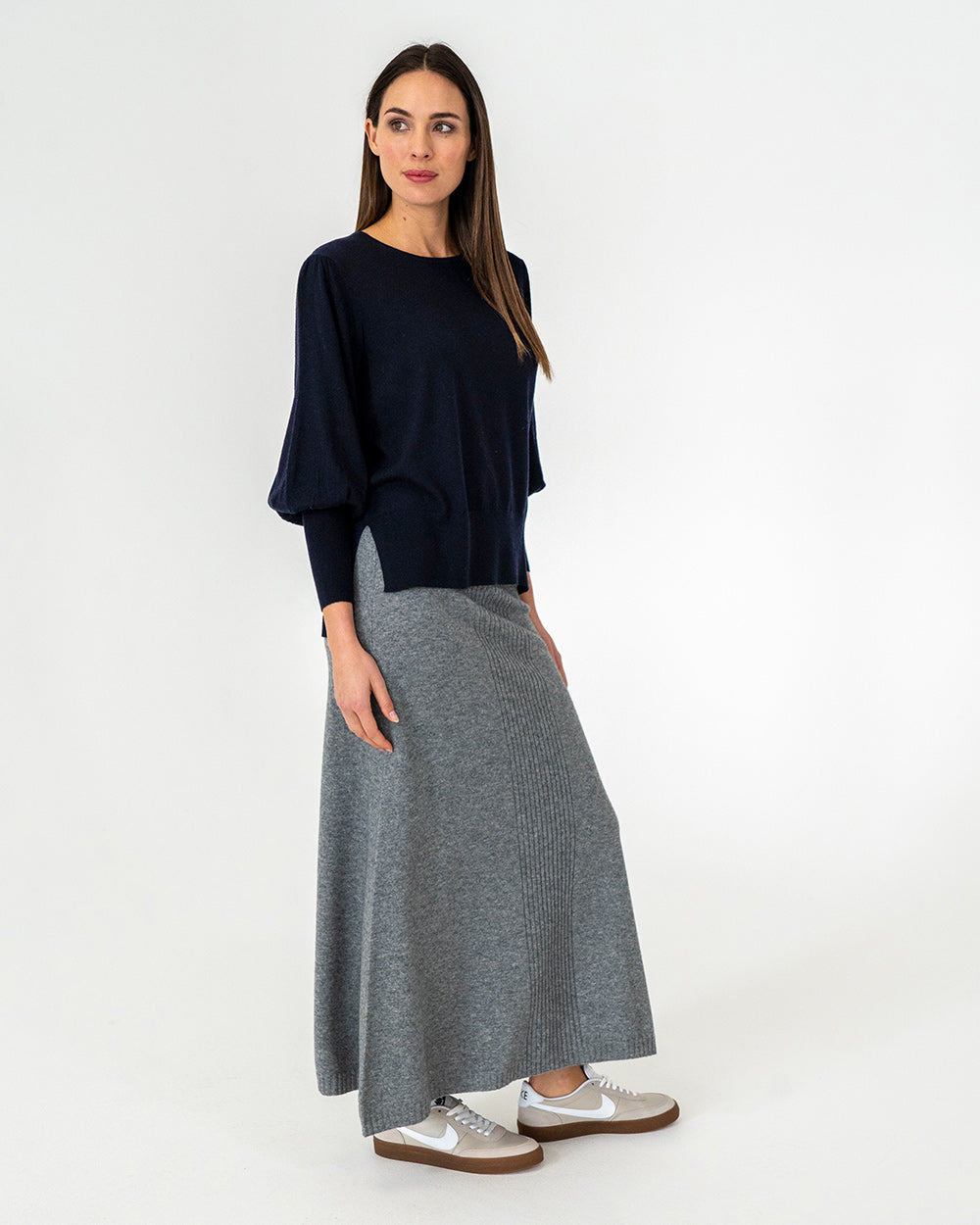 Harriet Ribbed Skirt - Charcoal