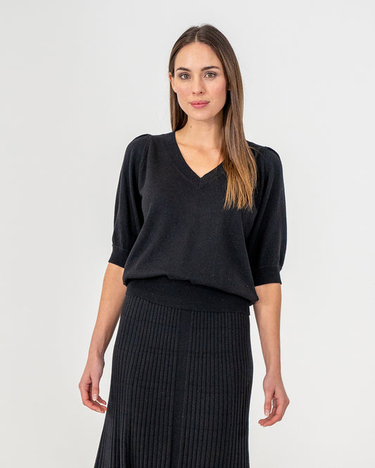 Evita Short Sleeve Knit - Black