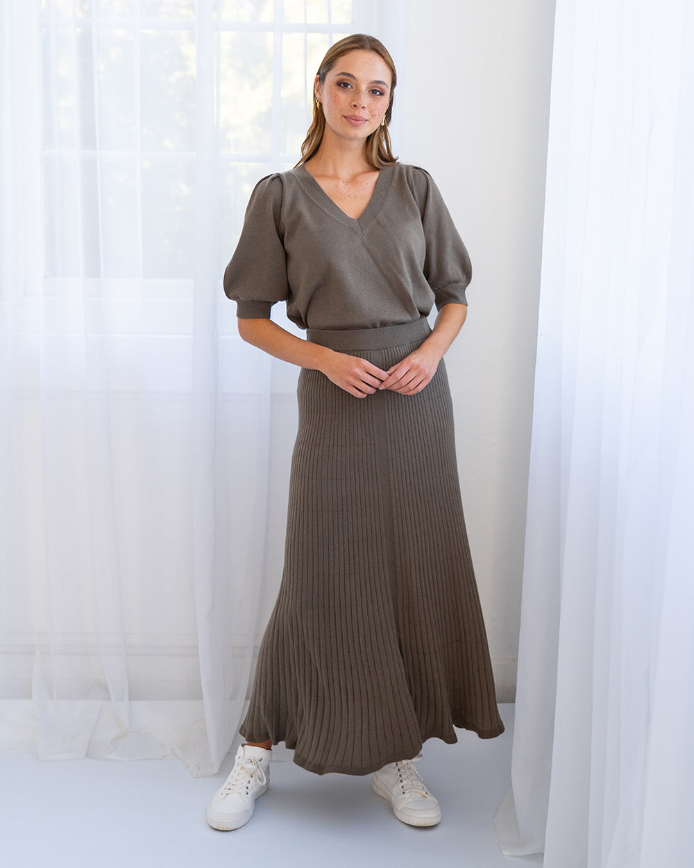 Evita Short Sleeve Knit - Khaki