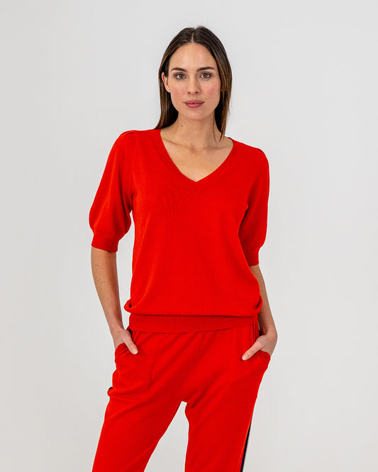Evita Short Sleeve Knit - Poppy