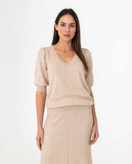 Evita Short Sleeve Knit - Sandstone