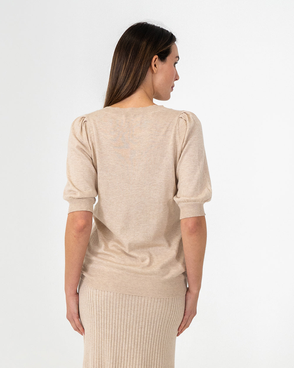 Evita Short Sleeve Knit - Sandstone