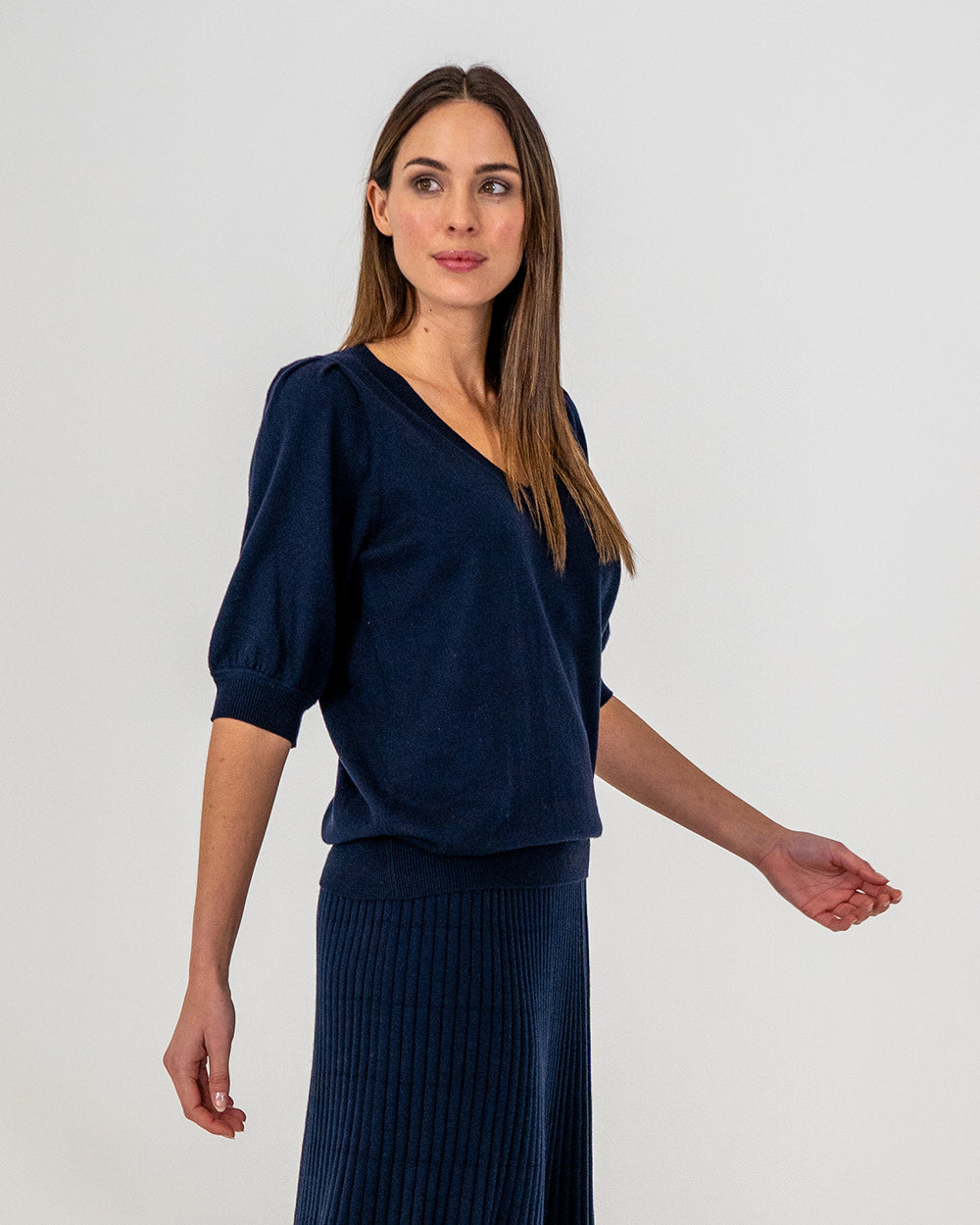 Evita Short Sleeve Knit - Navy