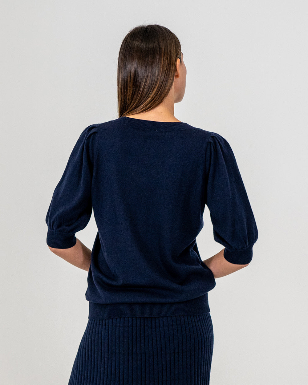 Evita Short Sleeve Knit - Navy