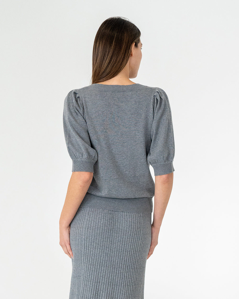 Evita Short Sleeve Knit - Thunder Grey