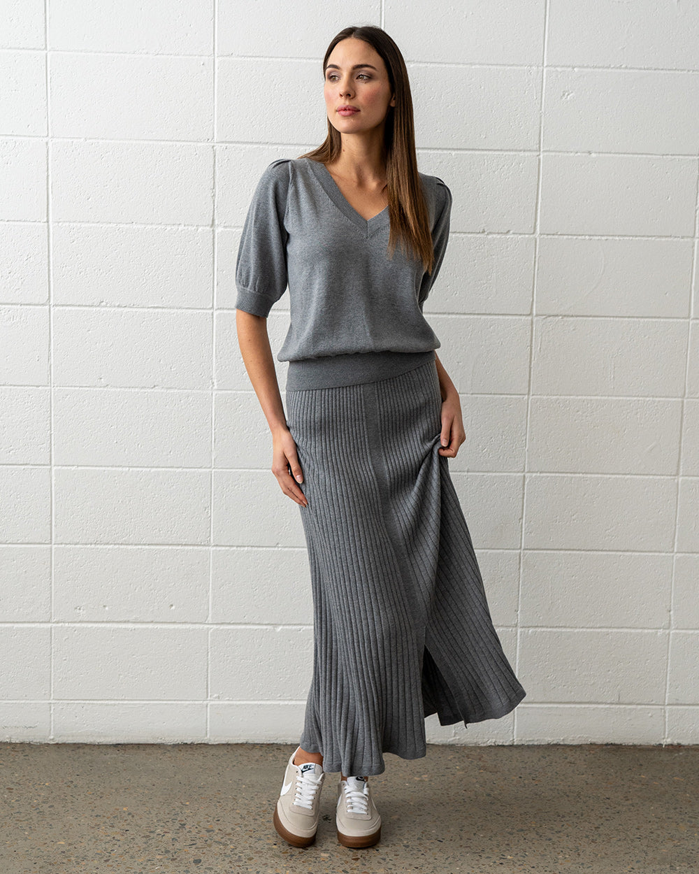 Callie Knit Skirt - Thunder Grey