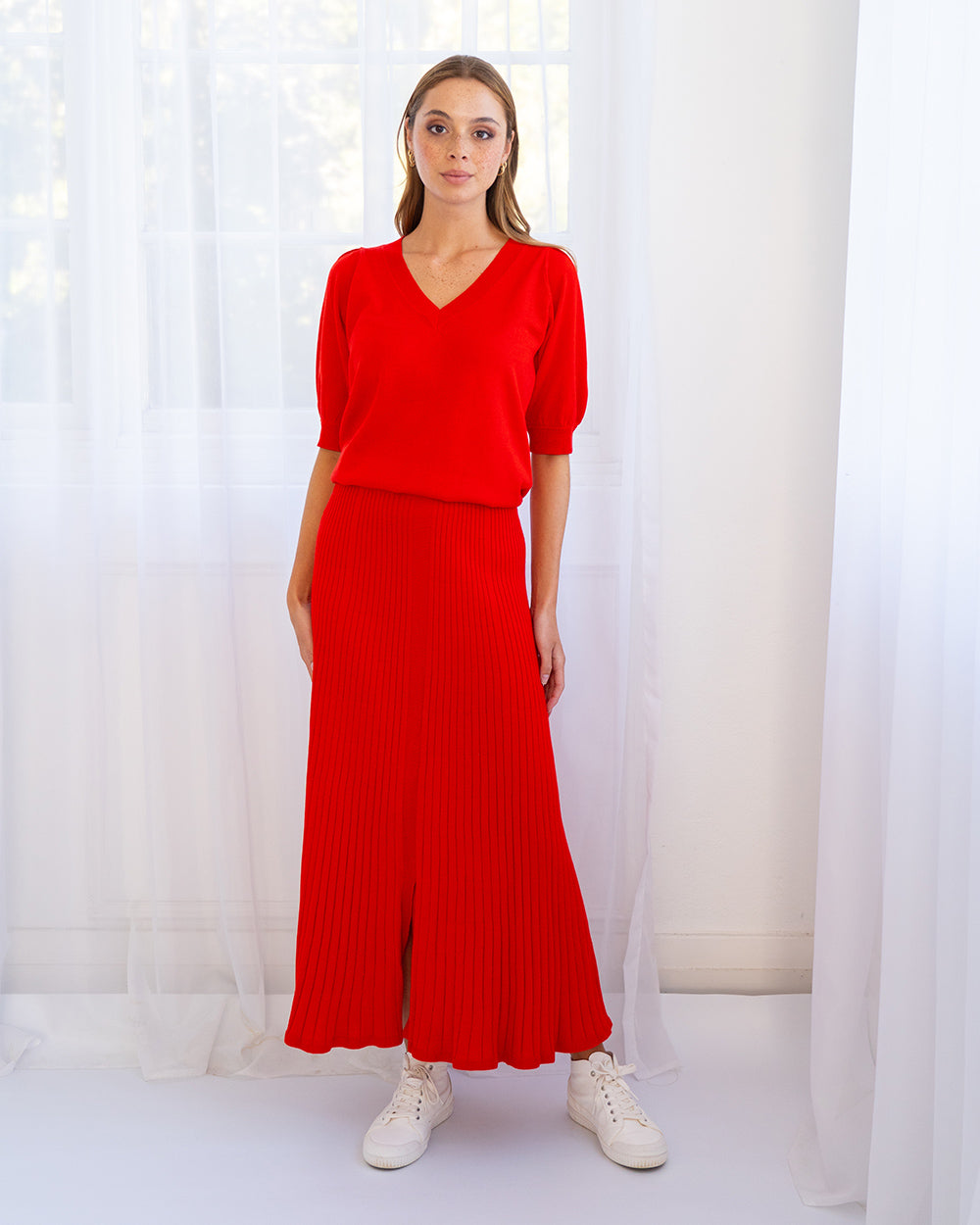 Evita Short Sleeve Knit - Poppy
