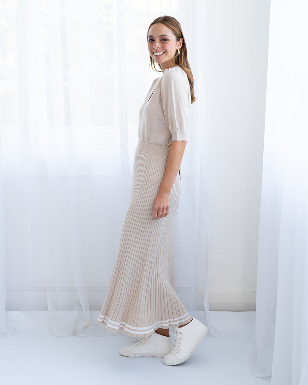 Evita Short Sleeve Knit - Sandstone