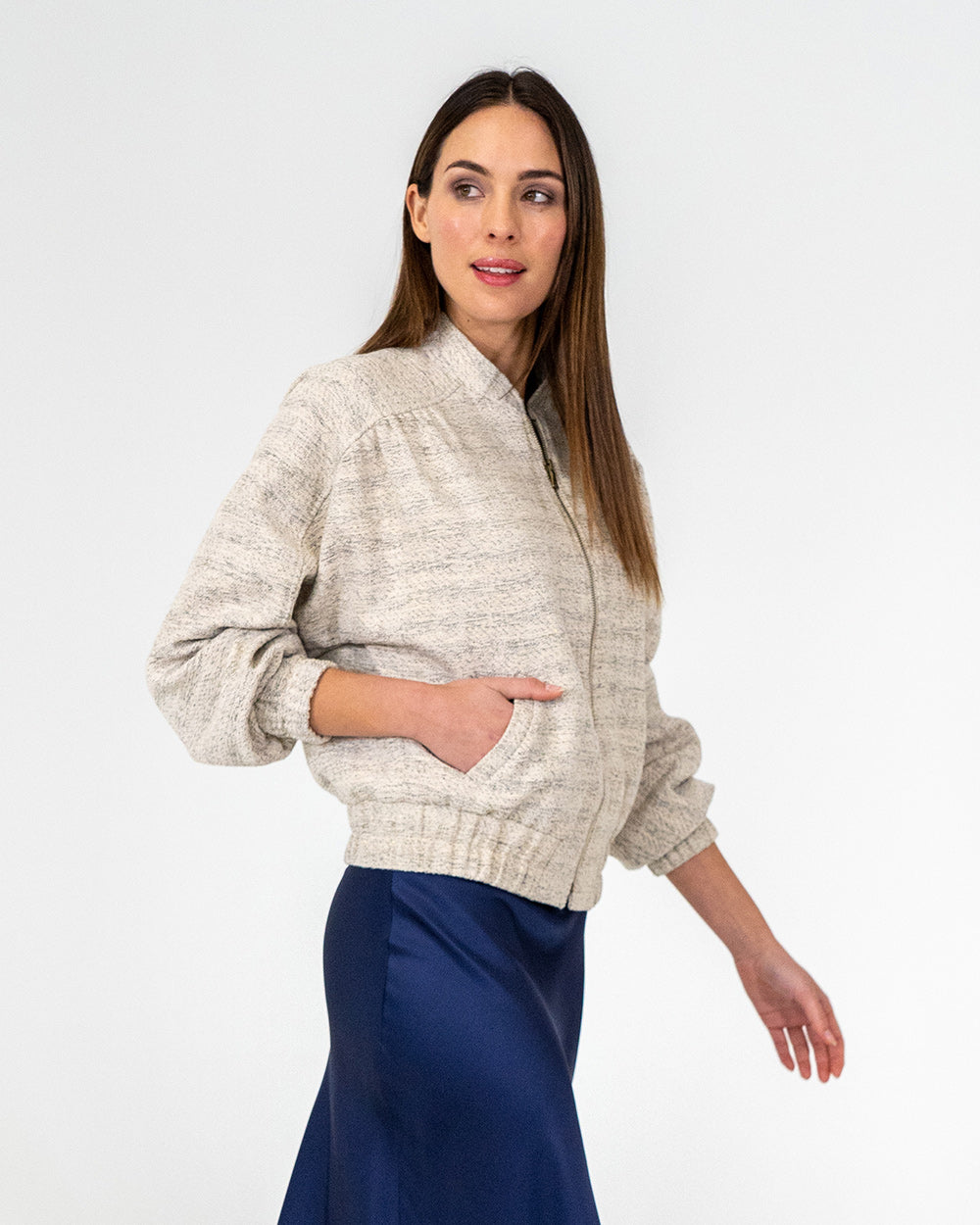 Frankie Bomber Jacket - Metallic Tweed