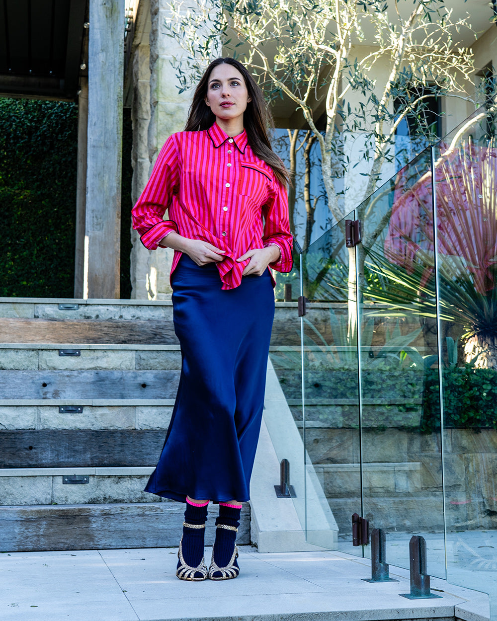 Josephine Bias Skirt - Navy