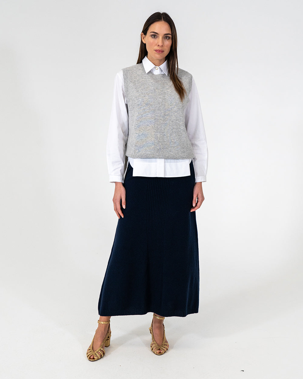 Harriet Ribbed Skirt - Navy