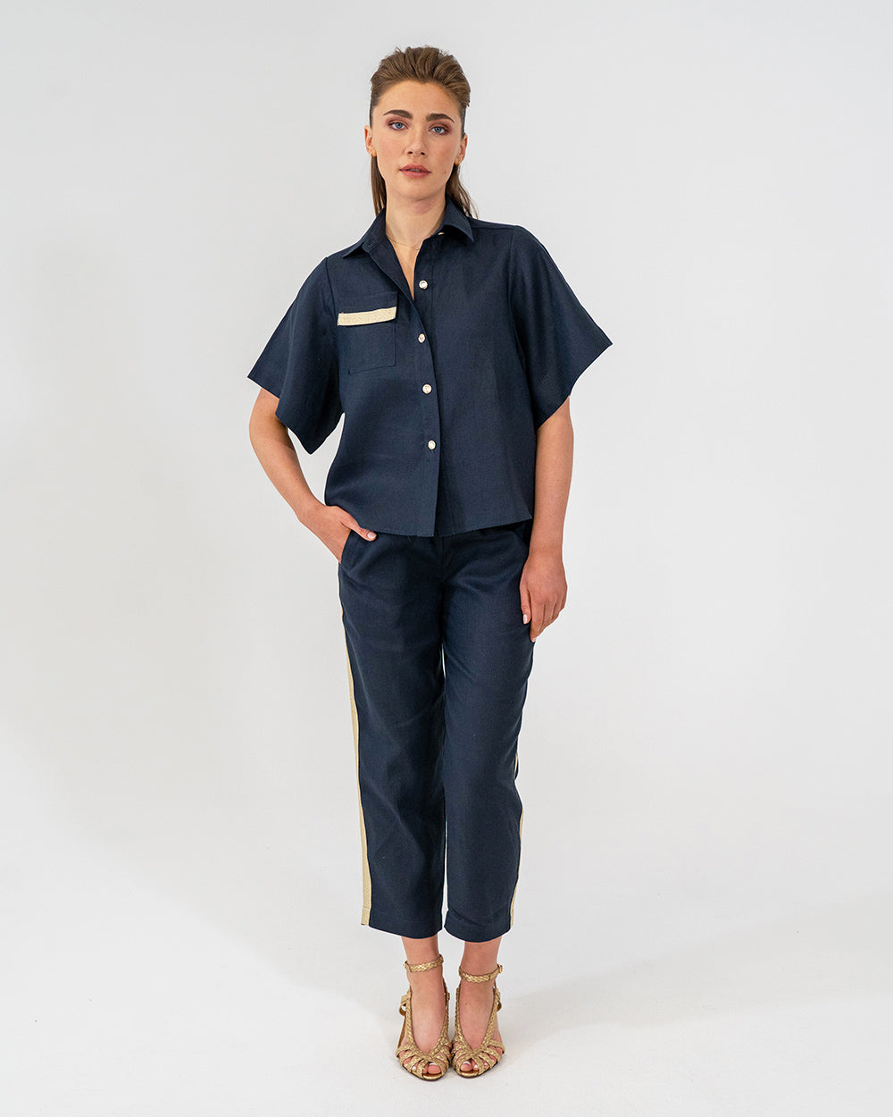 Leah Tapered Trouser - Navy