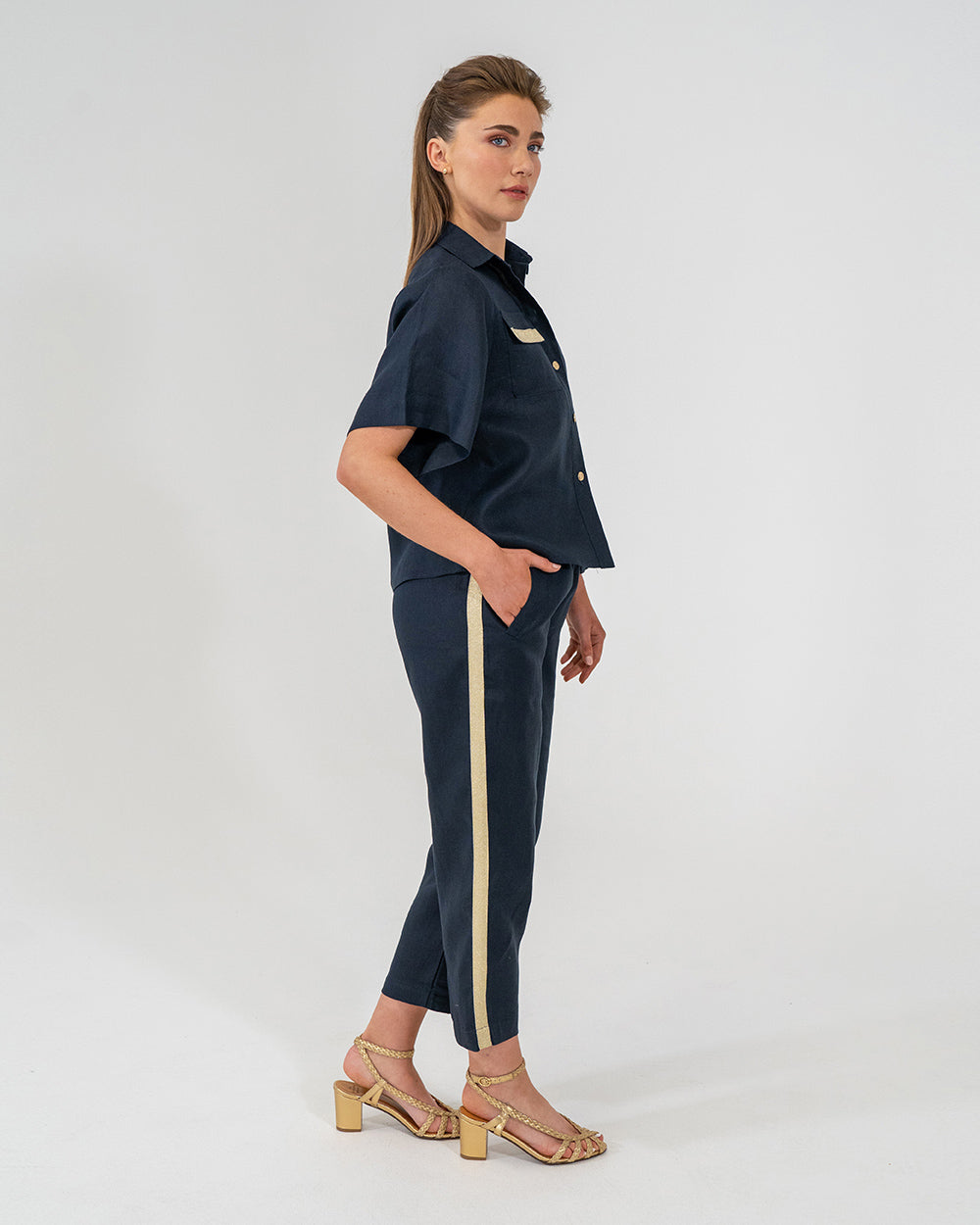 Leah Tapered Trouser - Navy