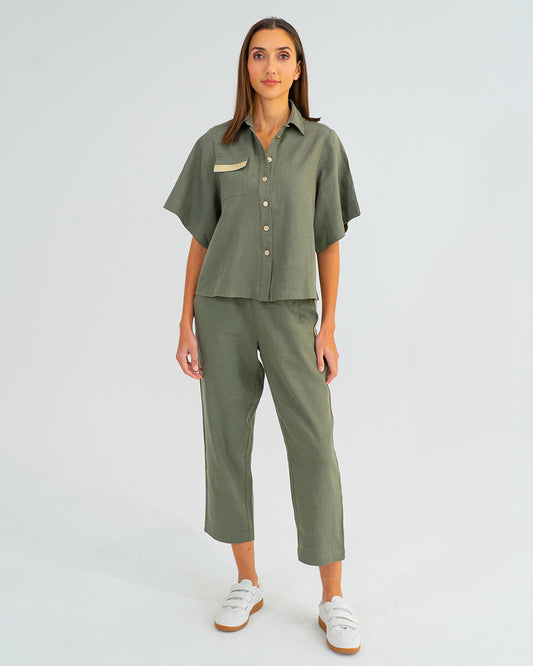 Leah Tapered Trouser - Khaki
