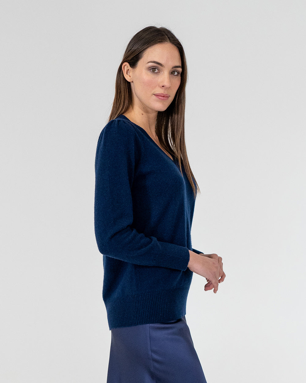Kate V Neck Knit - Navy