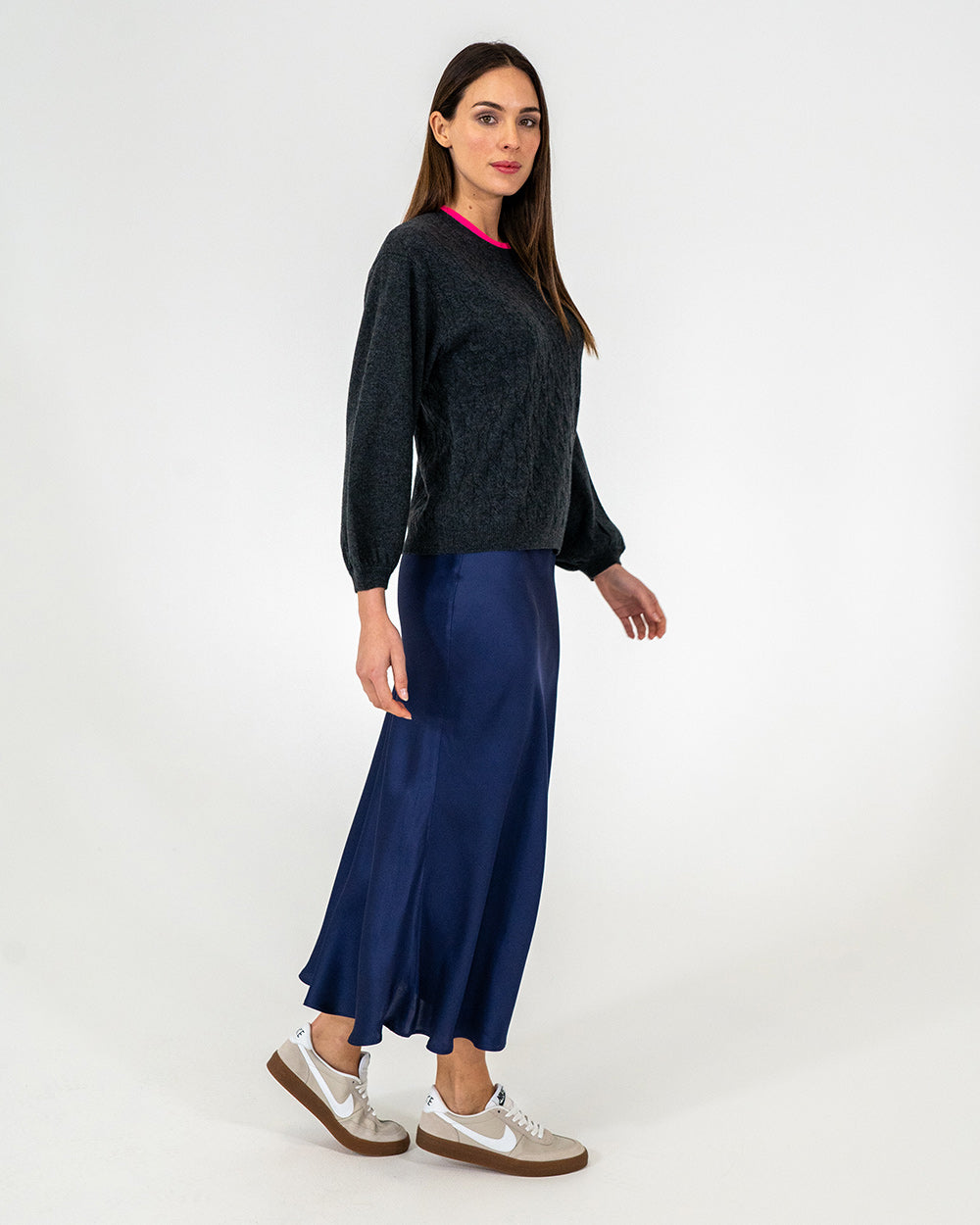 Contrast Marcella Knit - Charcoal/Dayglo