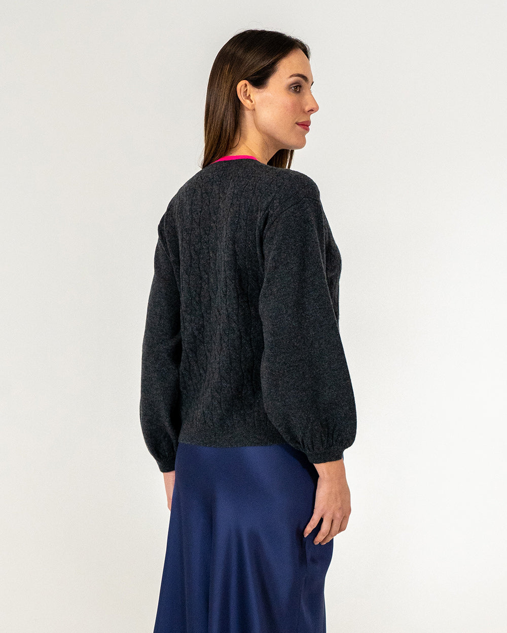 Contrast Marcella Knit - Charcoal/Dayglo