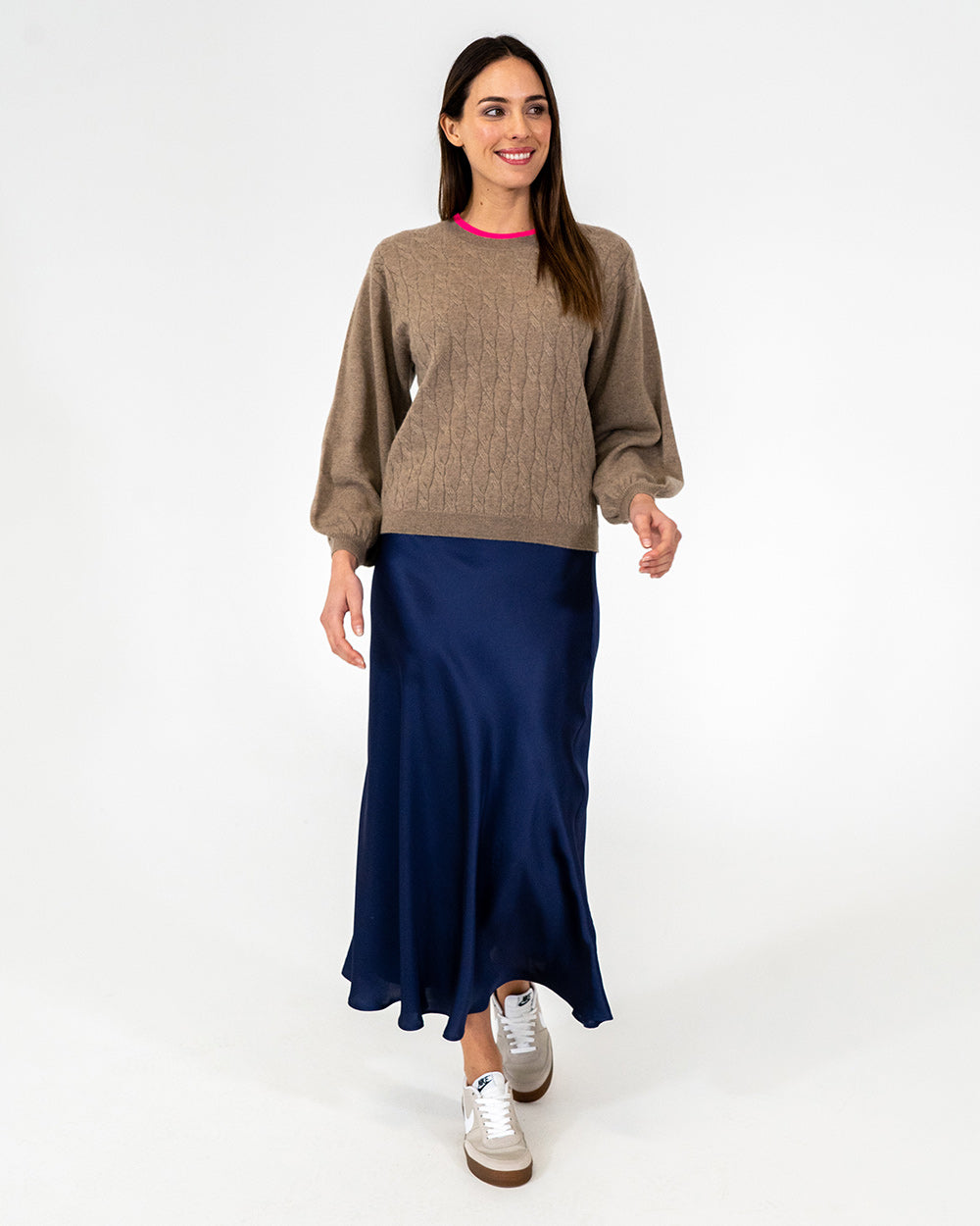 Contrast Marcella Knit - Natural/Dayglo