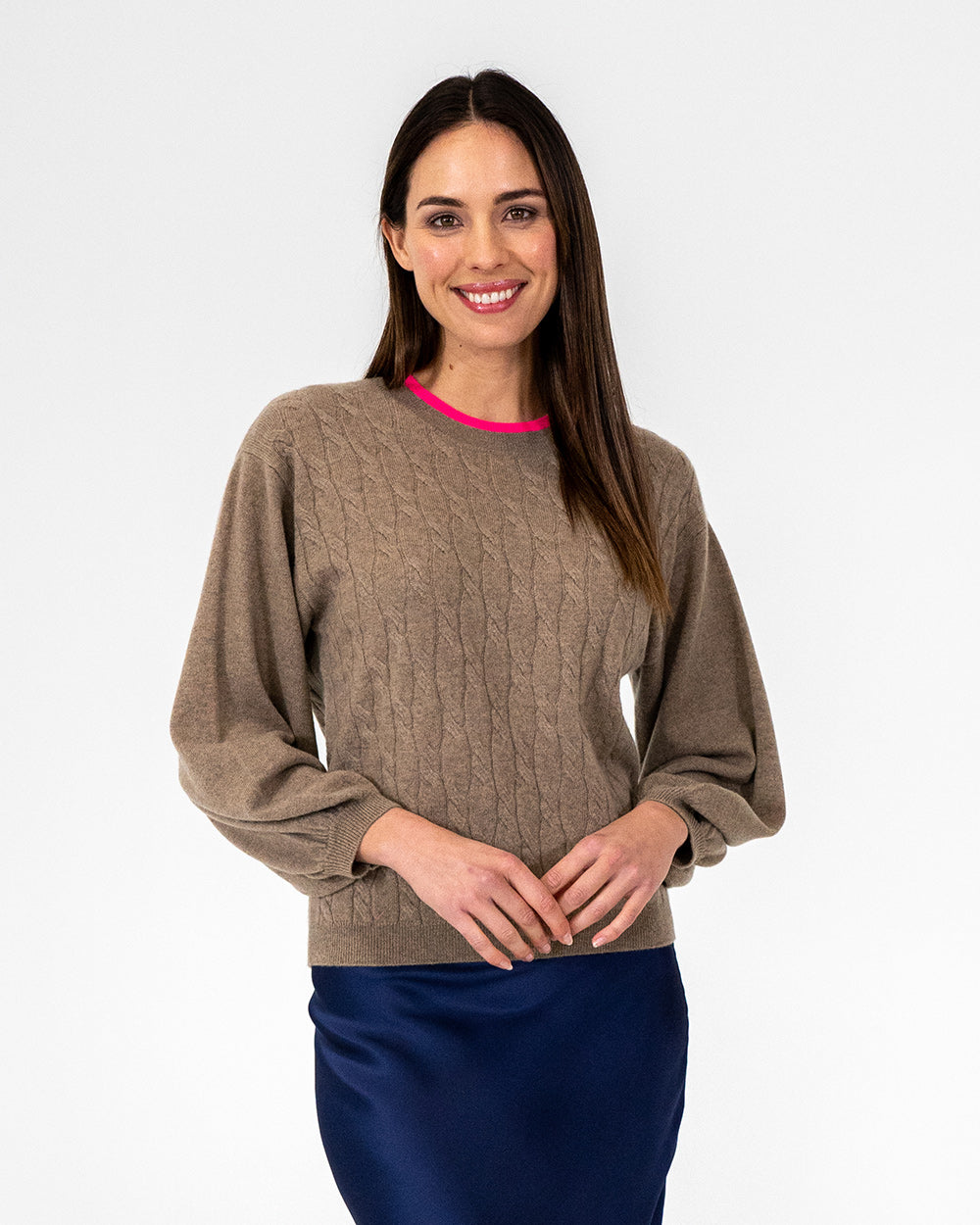 Contrast Marcella Knit - Natural/Dayglo