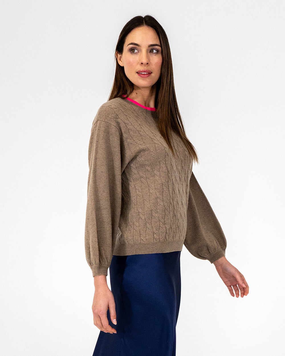 Contrast Marcella Knit - Natural/Dayglo