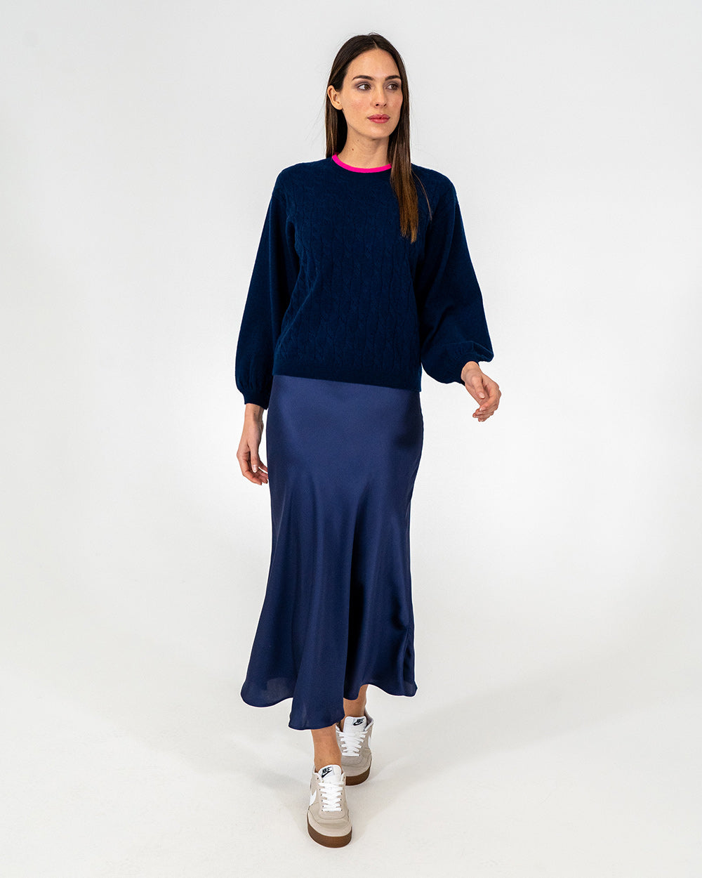 Contrast Marcella Knit - Navy/Dayglo