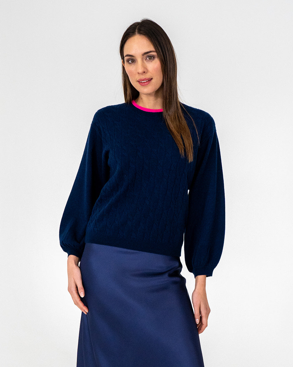 Contrast Marcella Knit - Navy/Dayglo
