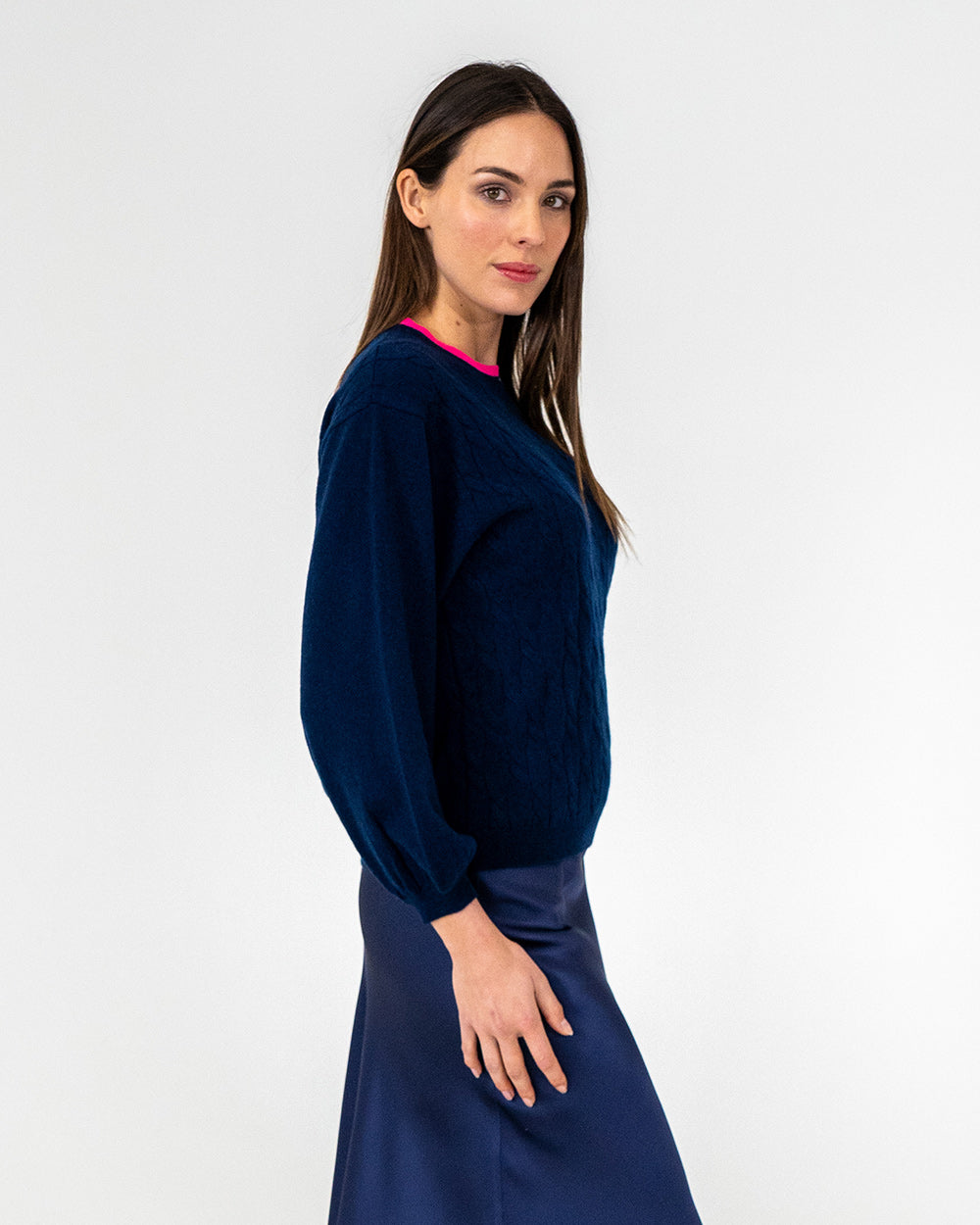 Contrast Marcella Knit - Navy/Dayglo
