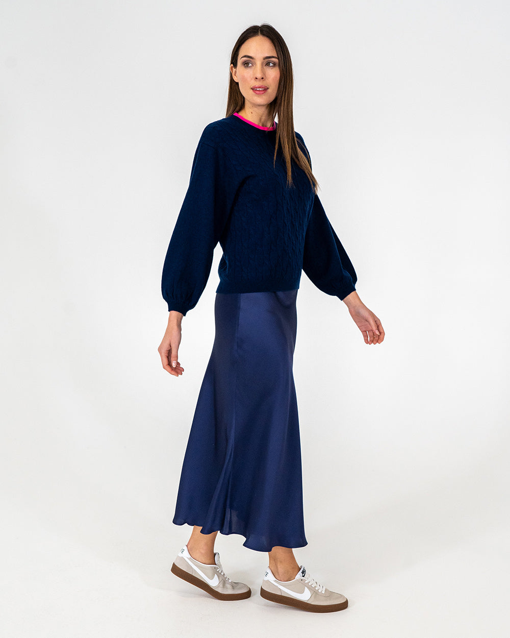 Contrast Marcella Knit - Navy/Dayglo