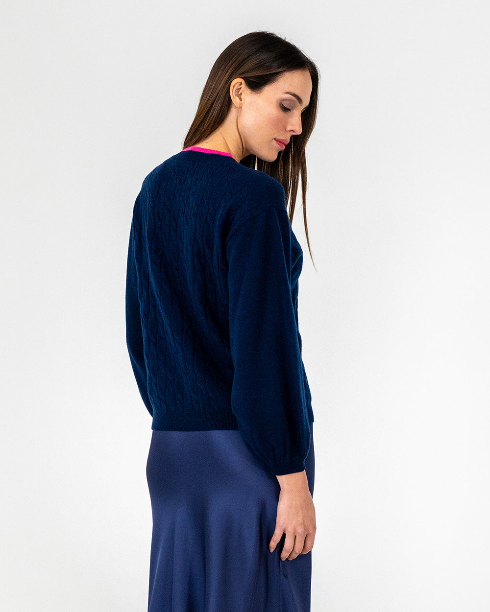 Contrast Marcella Knit - Navy/Dayglo