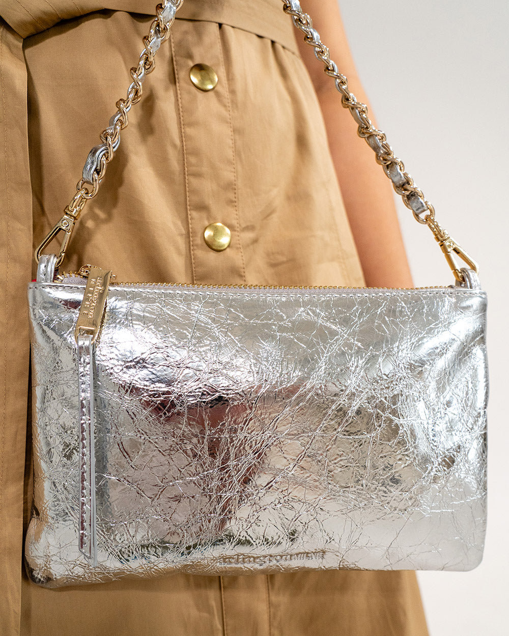 Molly Crossbody - Silver Crinkle