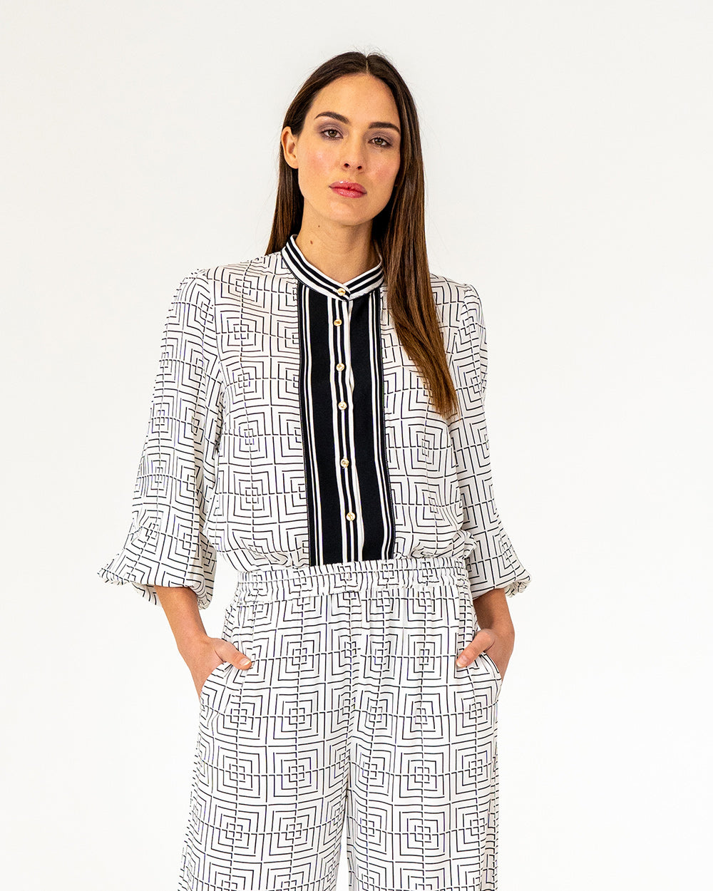 Rosa Blouse - Geo Grid