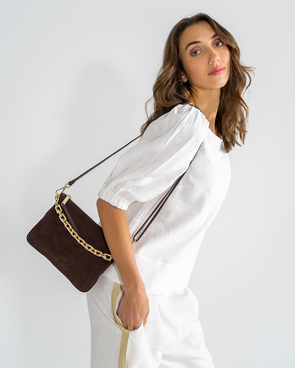 Samantha Crossbody - Chocolate Suede