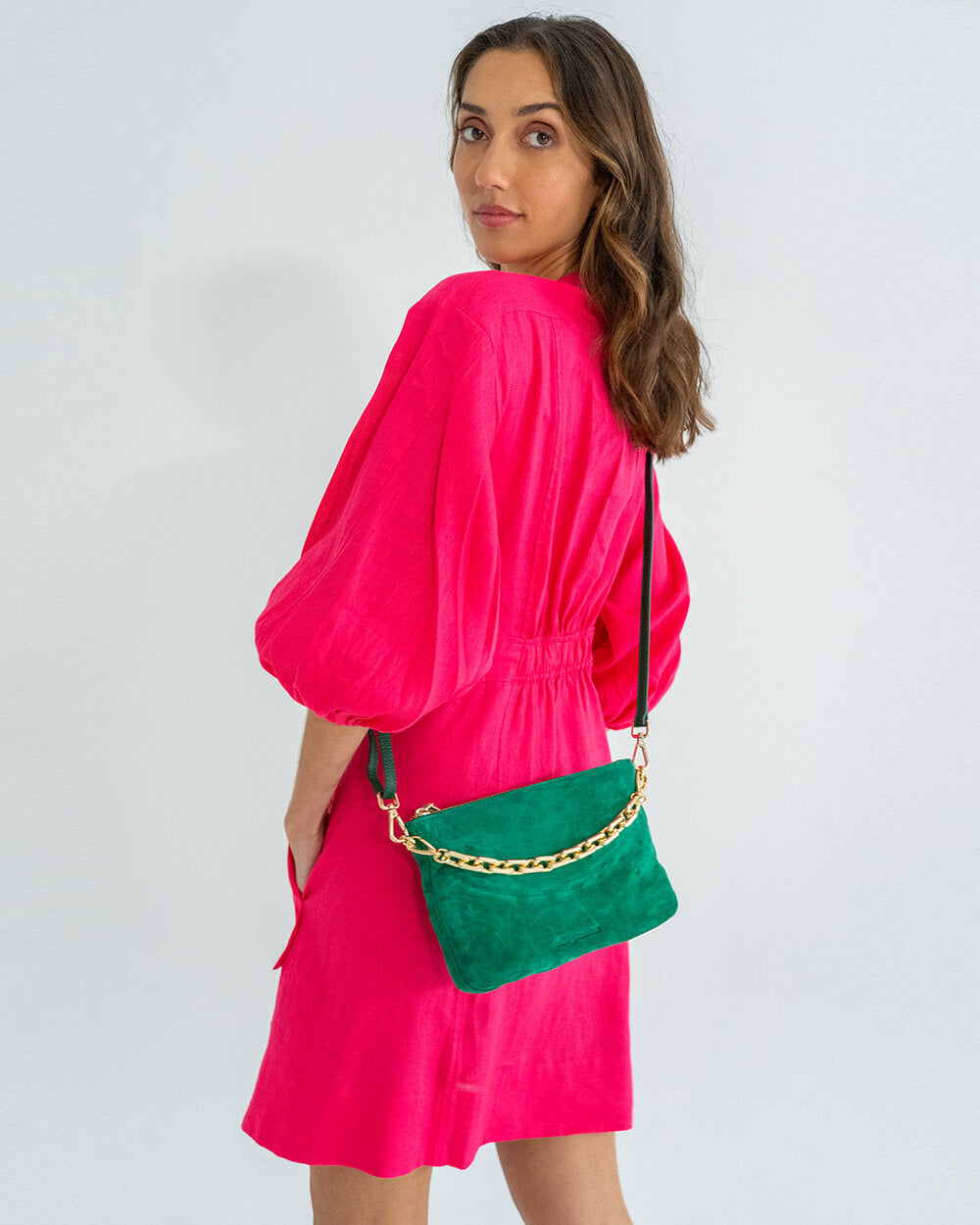 Samantha Crossbody - Emerald Suede