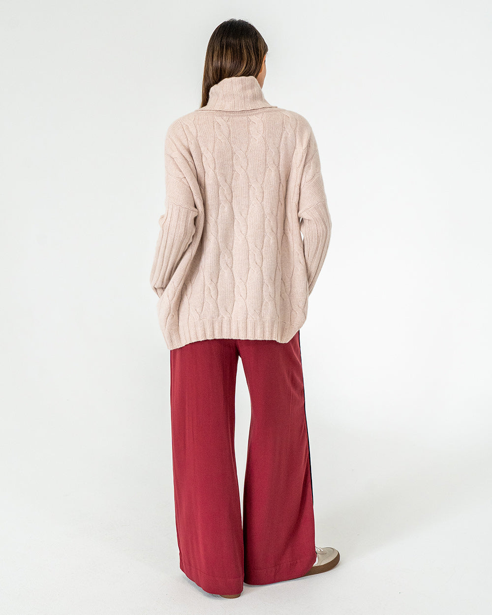 Sinead Roll Neck Knit - Blush Cable