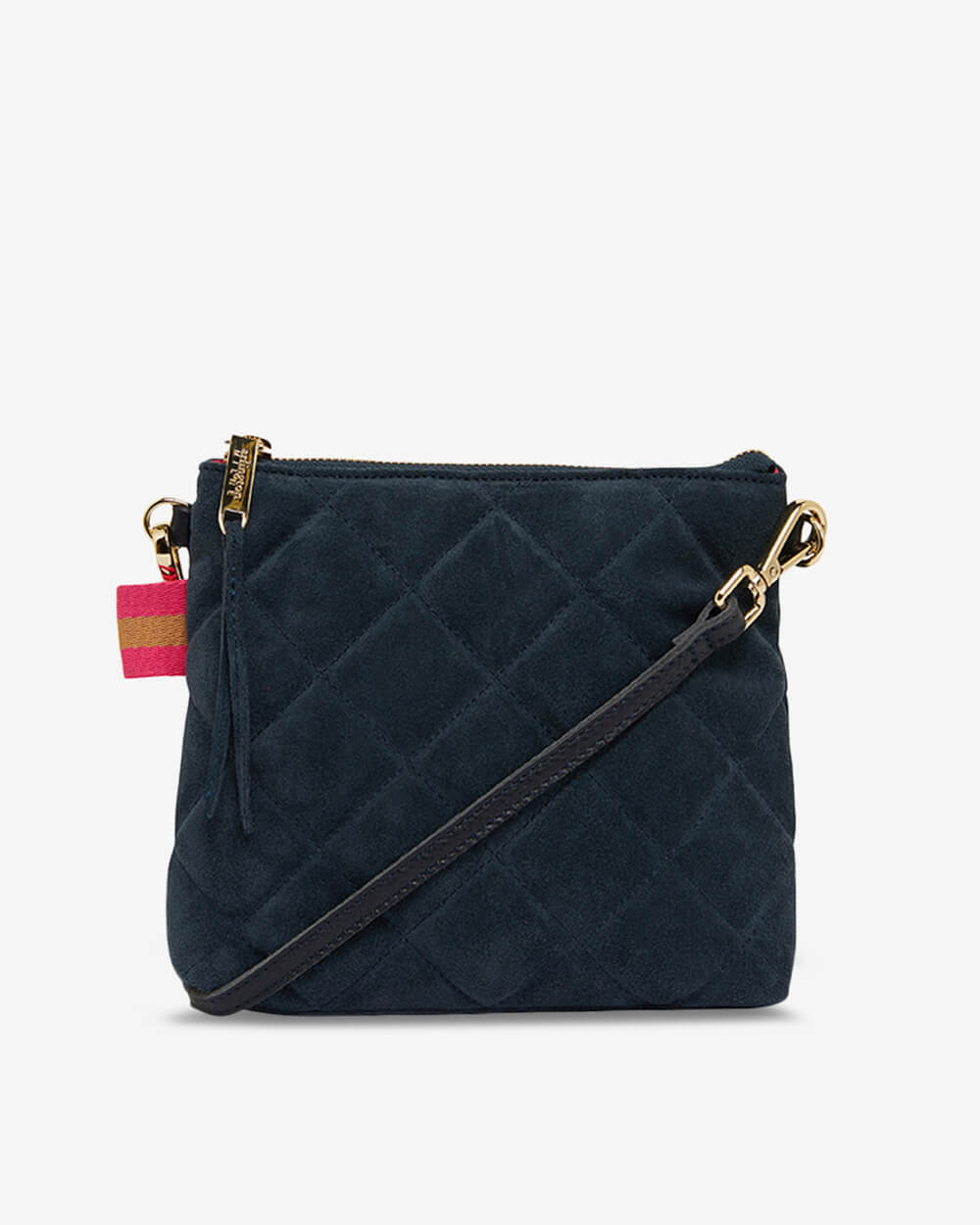 Alexis Crossbody - Quilted Navy Suede