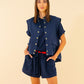 Adeline Knit Tee - Navy