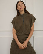 Carrie Zip Top - Khaki