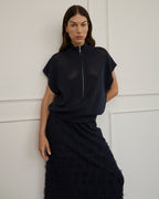 Carrie Zip Top - Navy