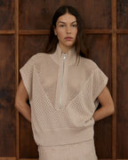 Carrie Zip Top - Taupe