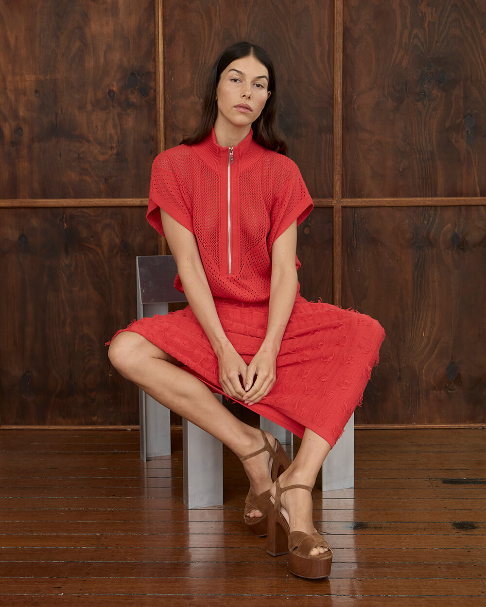 Carrie Zip Top - Red