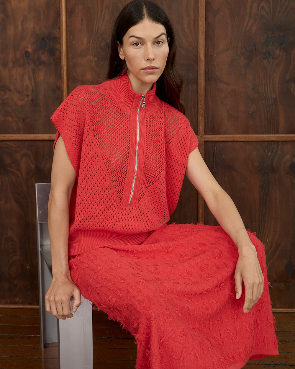 Carrie Zip Top - Red