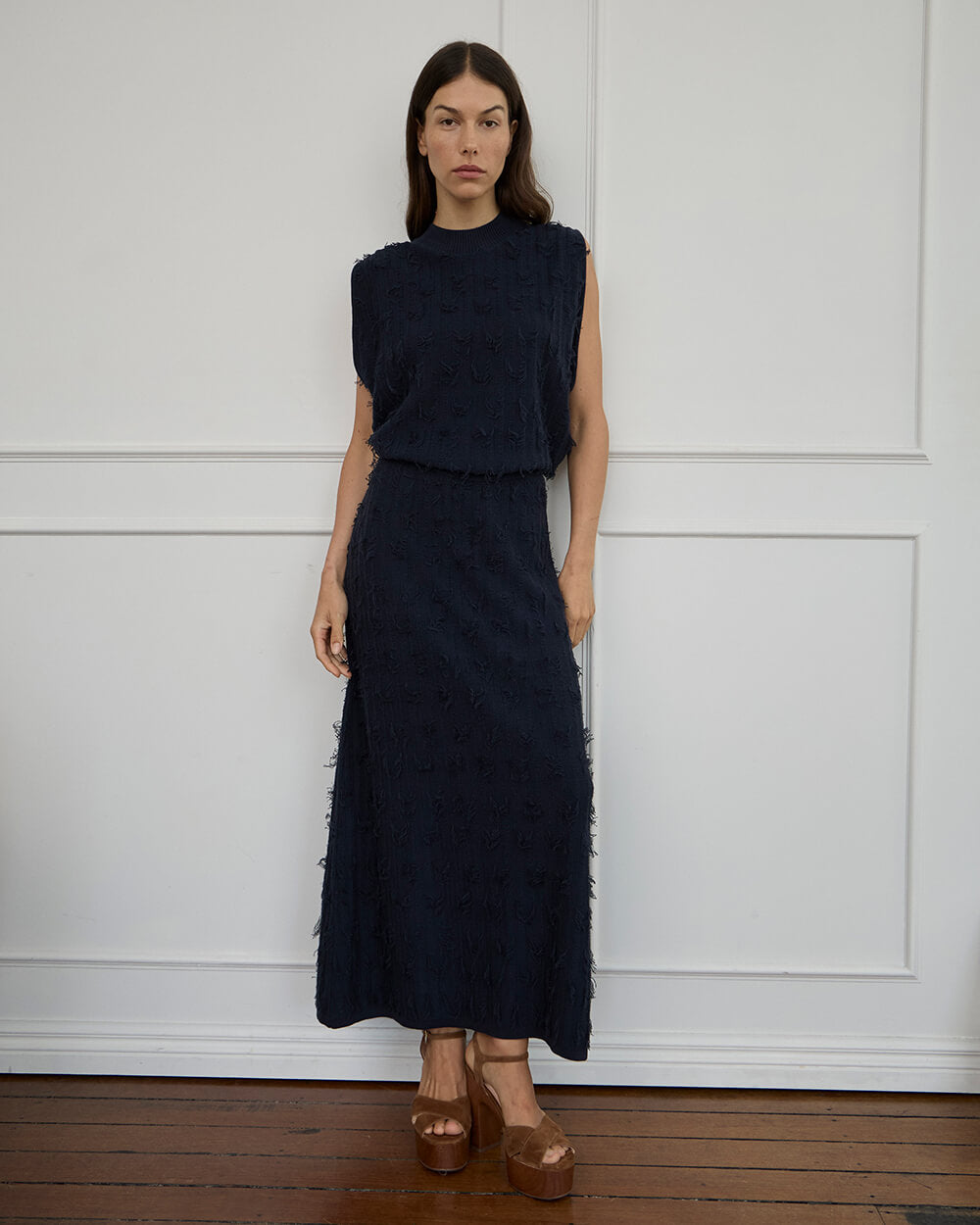Casey Fringe Skirt - Navy