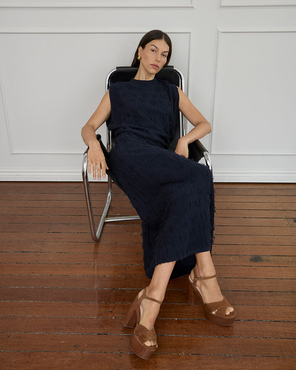 Casey Fringe Skirt - Navy